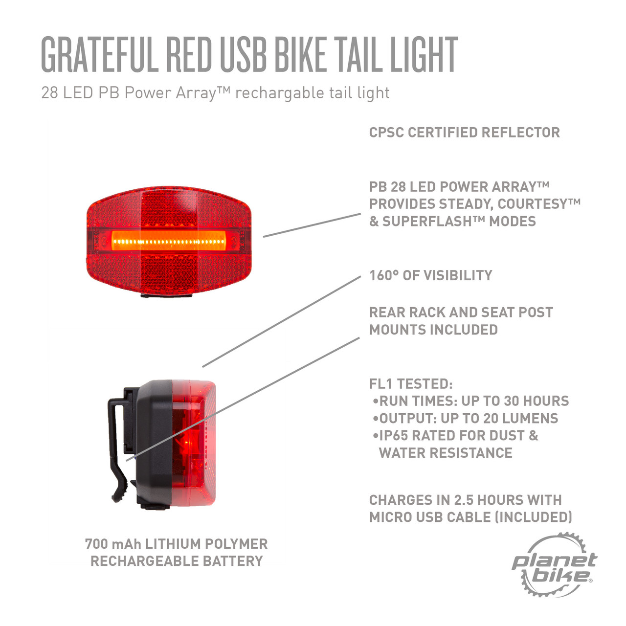 red cycling products led usb red sausage rear light