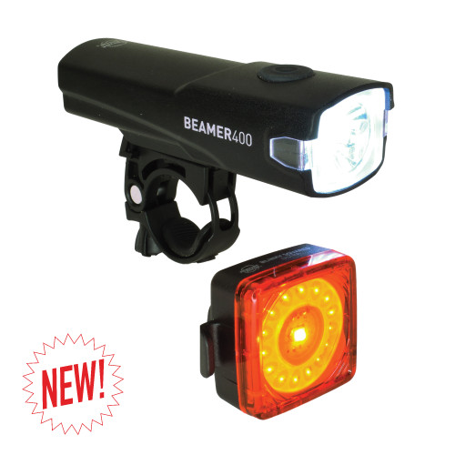Beamer 400 and Blinky Squared Ultra USB bike light set