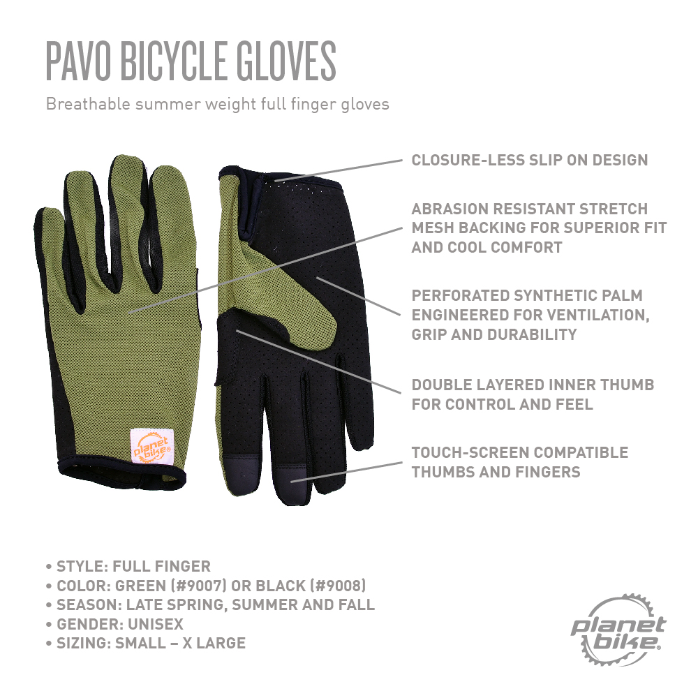Pavo greeen cycling gloves - Planet Bike