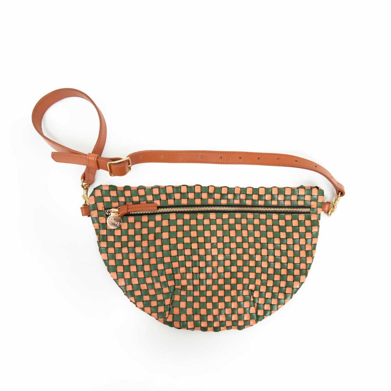 Clare V. Checkered Woven Leather Belt Bag