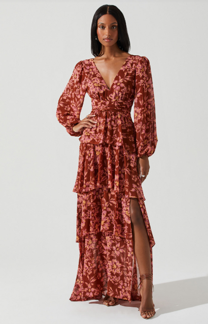 Anora Dress in Rust Floral