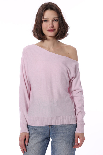 Cotton Cashmere Off Shoulder Sweater