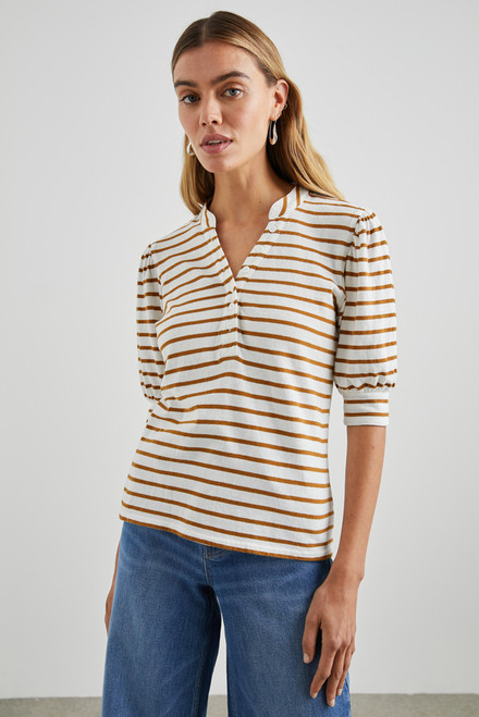 Jewel Top in Carmel Stripe