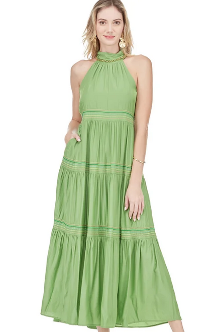 Grass Stripe Halter Maxi