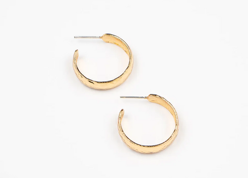 Brenda Hammered Gold Hoop