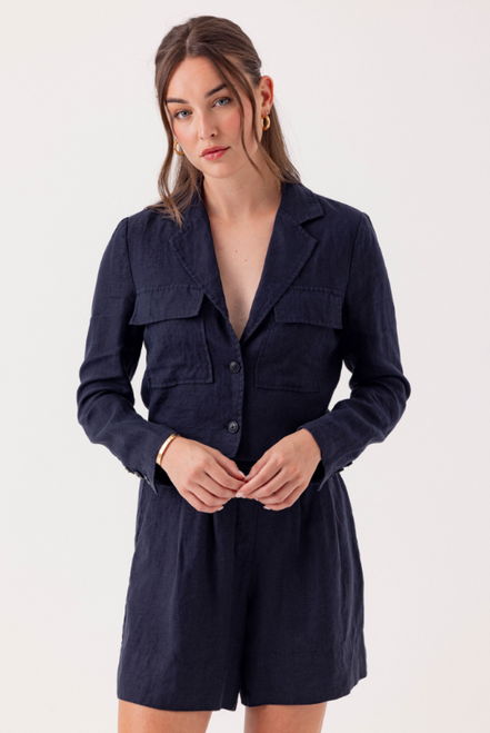 Lennox Cropped Jacket in Navy