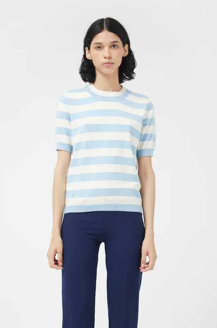 Sky Stripe Short Sleeve Sweater 