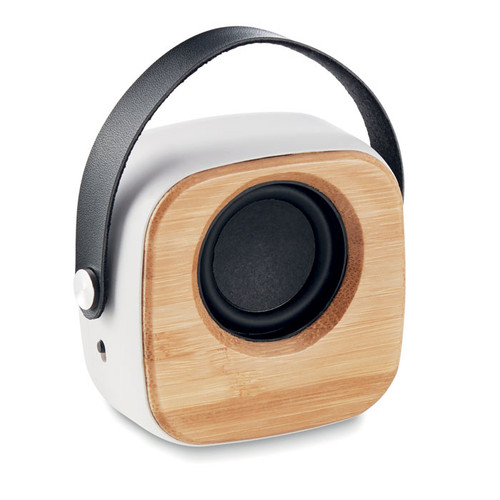 sustainable electronics wireless bluetooth speaker covered in bamboo