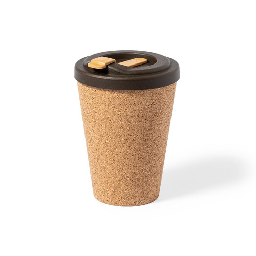 Small sustainable natural cork insulated mug for taking your hot drink anywhere