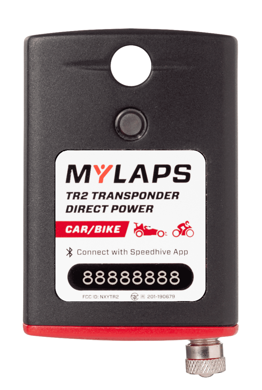MyLaps TR2 Direct Power Transponder (Car/Motorcycle), 2-year subscription