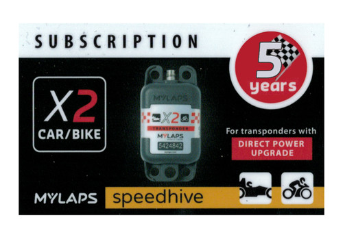 MyLaps X2 subscription renewal, 5-year car/bike DP [Renew instantly @ X2renew.com]