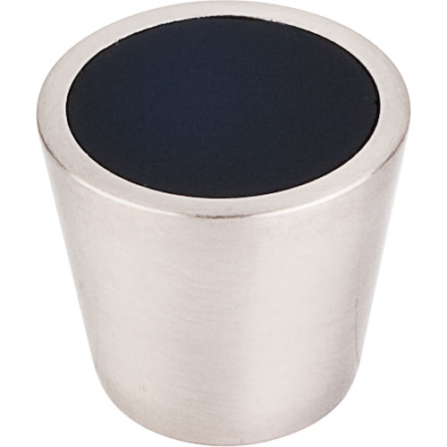 Black Crystal Center Knob 3/4''   TK130  in Brushed Satin Nickel Shell