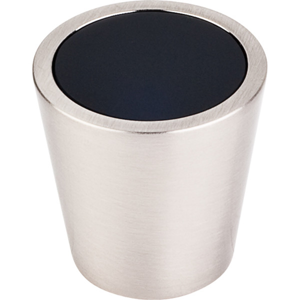 Black Crystal Center Knob 1 1/16''   TK129  in Brushed Satin Nickel Shell