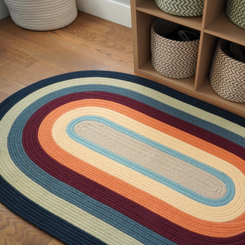 Oval Braided Rug 3x5, Multicolor Oval Rug, Wool Braided Rug, Hand