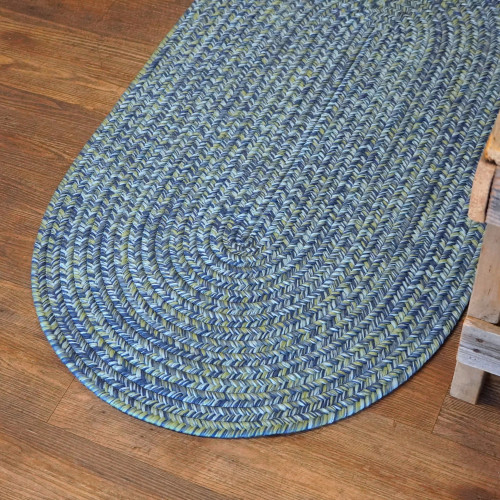 Seaside Blue Colonial Mills Coastal Home Braid Oval Rug. Indoor Outdoor Braided Oval Rugs Made in the USA