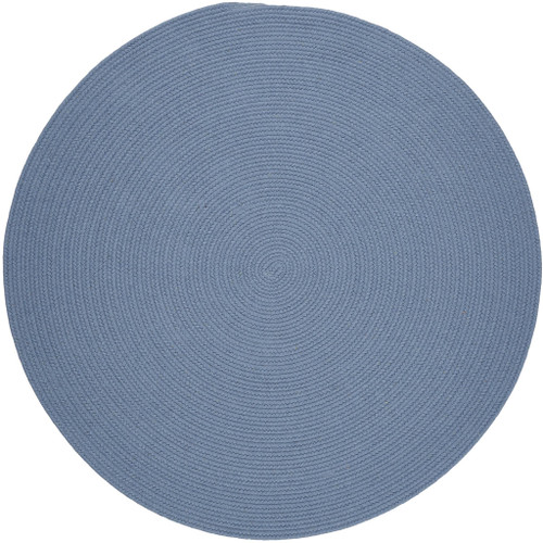 Wool Solids Area Rug - Round - S103 Blue Bonnet