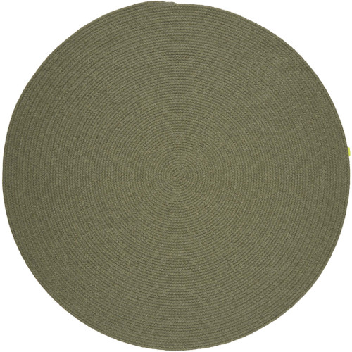 Wool Solids Area Rug - Round - S111 Moss
