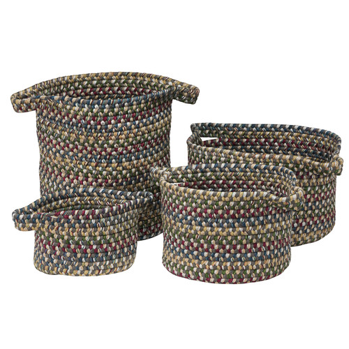 Slate Colonial Mills American Farmhouse 4-Set Vintage Baskets. Traditional rustic braided baskets made in the USA