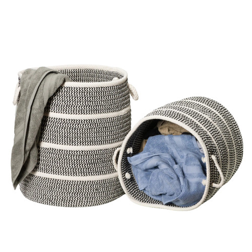 Black Colonial Mills Modern Woven Hampers. Braided laundry hampers made in the USA