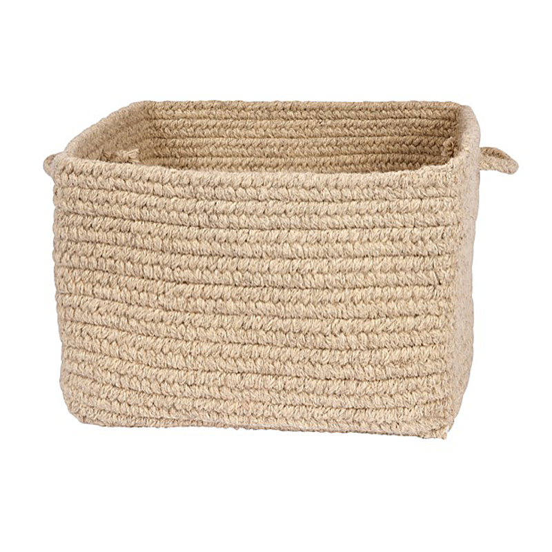 Colonial Mills Chunky Natural Wool Square Basket - Light Beige 14x10