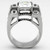 TK1072 - High polished (no plating) Stainless Steel Ring with AAA Grade CZ  in Clear