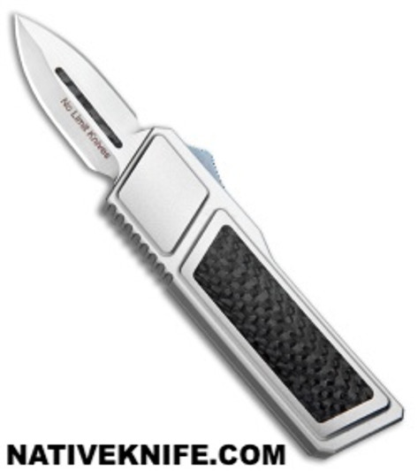 No Limit Knives Akuma OTF Automatic Knife Silver Carbon Fiber
