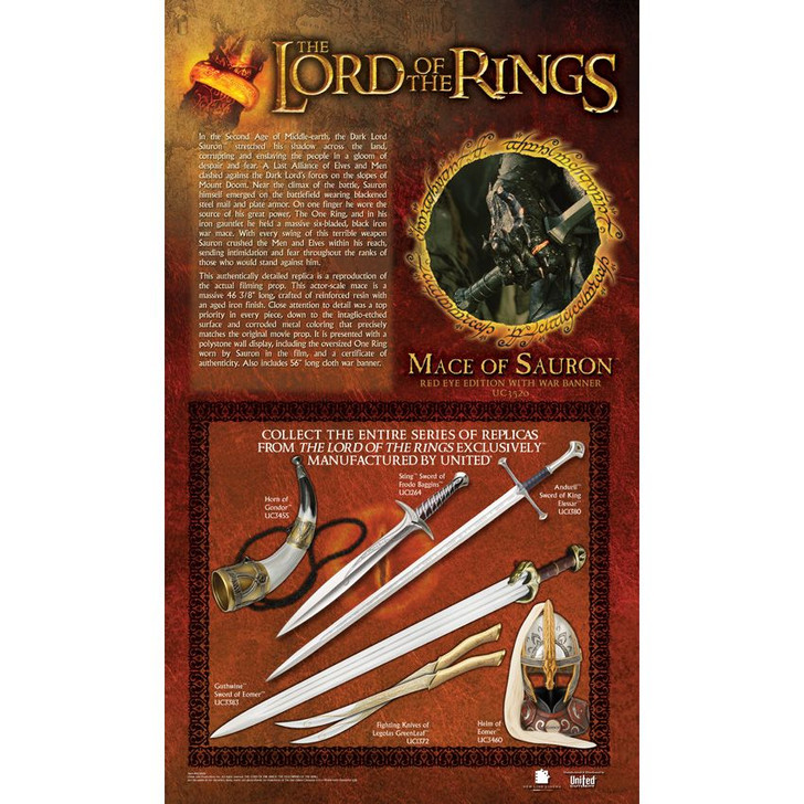 Lord of the Rings The Mace Of Sauron And Ring Red Eye Edition With War Banner UC3520