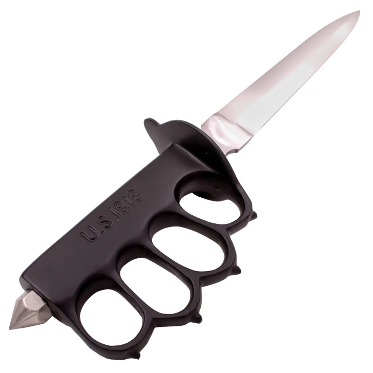 Trench Knife Carbon Steel Blade Black Handle