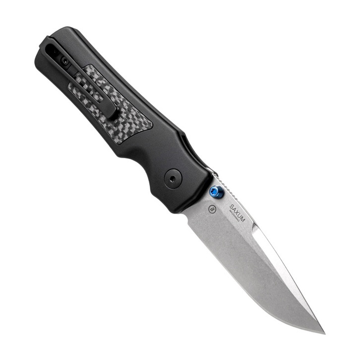 Hogue Saxum Button Lock Knife Black Aluminum/Carbon Fiber 24691-LIM