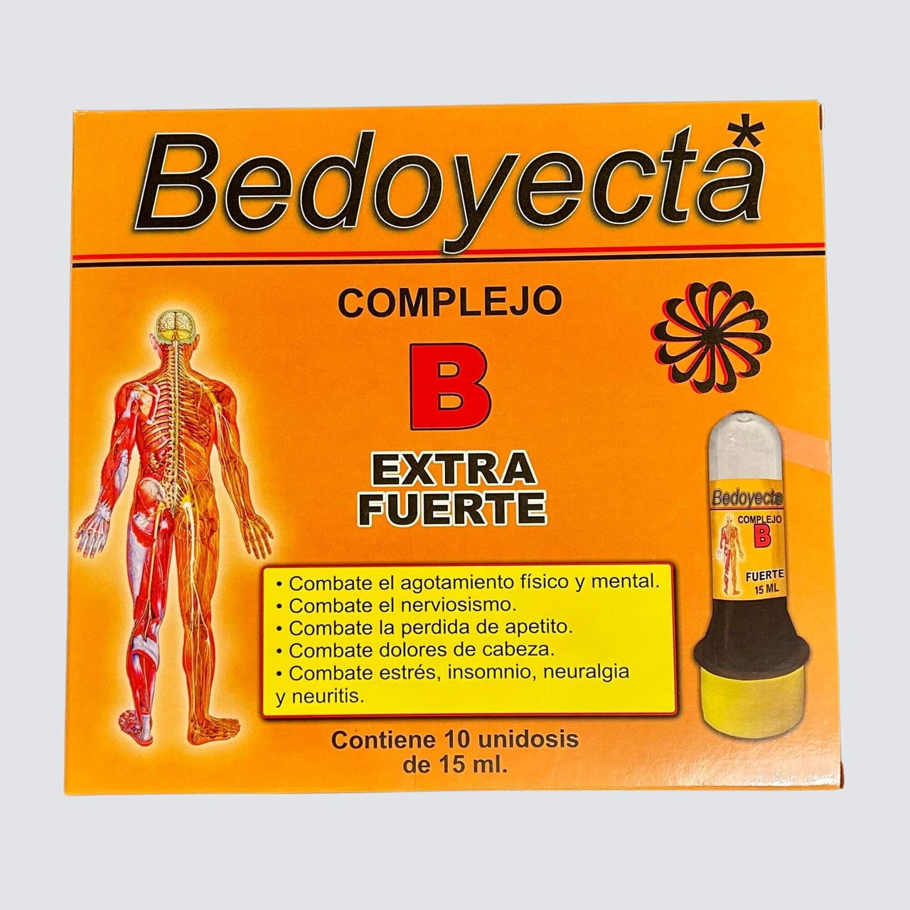 Bedoyecta Vitamin Complex B B12 Antioxidant Dietary Supplement - 10 Micro  Vials of 15 mL