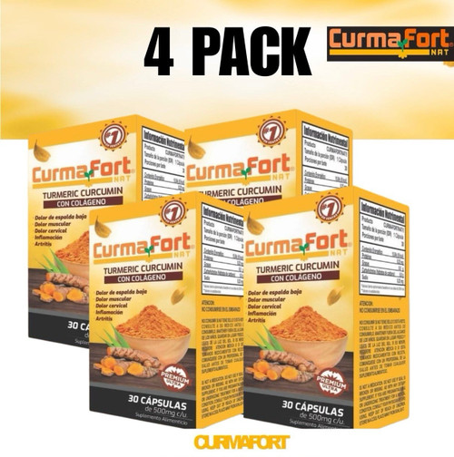 4 PACK CurmaFort Nat Turmeric Curcumin con Colágeno 120 Caps 500mg