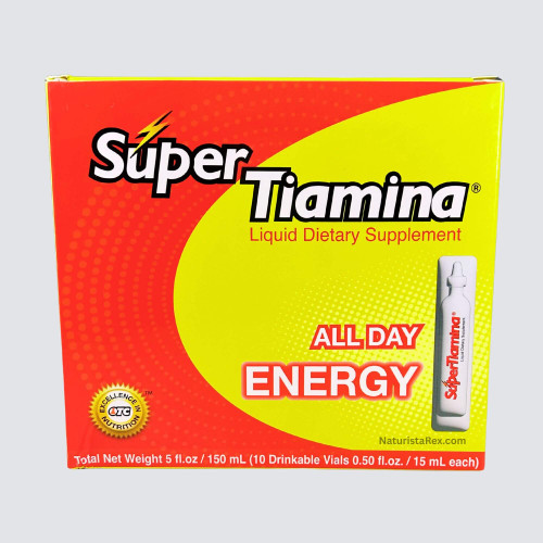 OTC-PProducts Super Tiamina Liquid Dietary Supplement All Day Energy 10 Drinkable vials of 15 ML