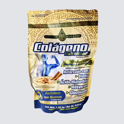 Nat-de-Mex Hydrolyzed Collagen with Biotin, Hyaluronic Acid & Glucosamine Bag - Horchata & Grenetine Flavor Powder 1.1Kg (38.80oz)