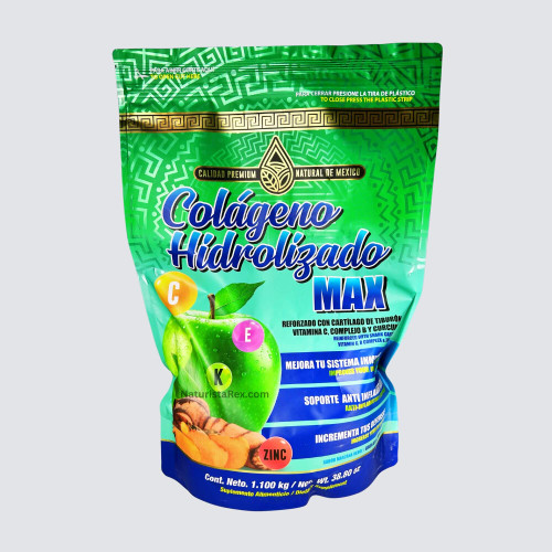 Nat-de-Mex Hydrolyzed Collagen MAX with Cartilage, Vitamin C, Turmeric, B-Complex  - Green Apple Flavor Powder 1.1Kg (38.80oz)