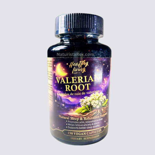 Healthy Living VALERIAN ROOT (Raiz de Valeriana) Natural Sleep & Relaxation Support 150 VEGAN CAPSULES