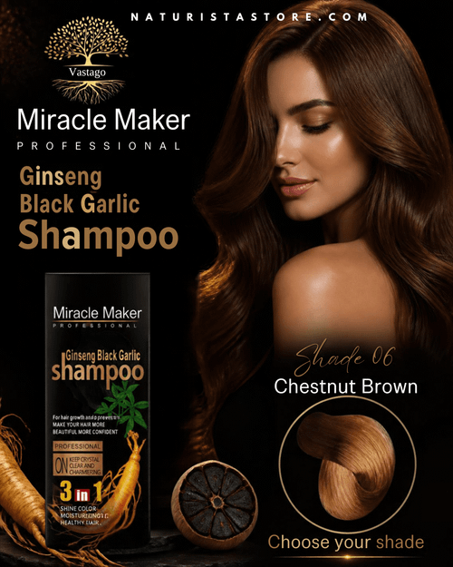 Miracle Maker Professional Chestnut Brown (#6) Hair Dye 3-IN-1 MOISTURIZING Healthy Hair Care with GINSENG, GINGER & ALOE VERA Plant Based Formula (NO HAIR LOSS) 500ML BOTTLE