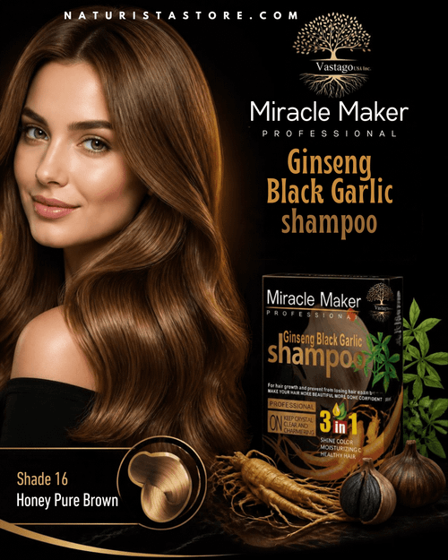 Miracle Maker Professional Honey Pure Brown (#16) Hair Dye 3-IN-1 MOISTURIZING Healthy Hair Care with GINSENG, GINGER & ALOE VERA Plant Based Formula (NO HAIR LOSS) 500ML BOTTLE