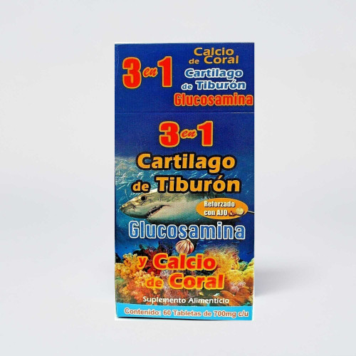 3 en 1 Cartilago Glucosamina Calcio Ajo 60 Tabs