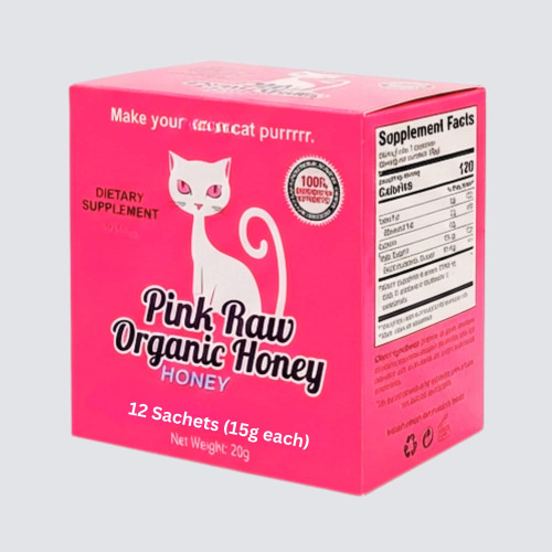 Pink Raw Organic Honey 12 Sachets (15g each)
