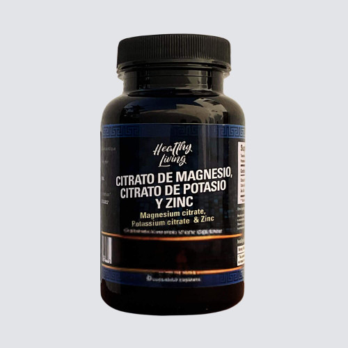 Healthy Living Magnesium Citrate, Potassium citrate & Zinc (Citrato de Magnesio, Citrate de Potasio y Zinc) | Dietary Supplement | 90 Capsules