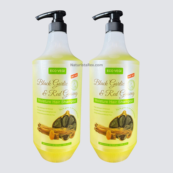 2 Pack ECO-VEGI Black Garlic & Red Ginseng Moisture Hair Shampoo 50.72 fl oz