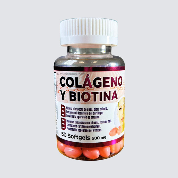 Frutos de la Naturaleza Collagen & Biotin (COLÁGENO Y BIOTINA) 100% Natural 60 Softgels 500 mg