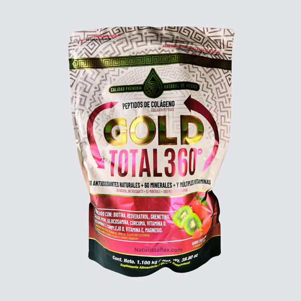 Nat-de-Mex Collagen Peptides Colageno Total 360 Bag - Strawberry Kiwi Flavor Powder 1.1Kg (38.80oz)