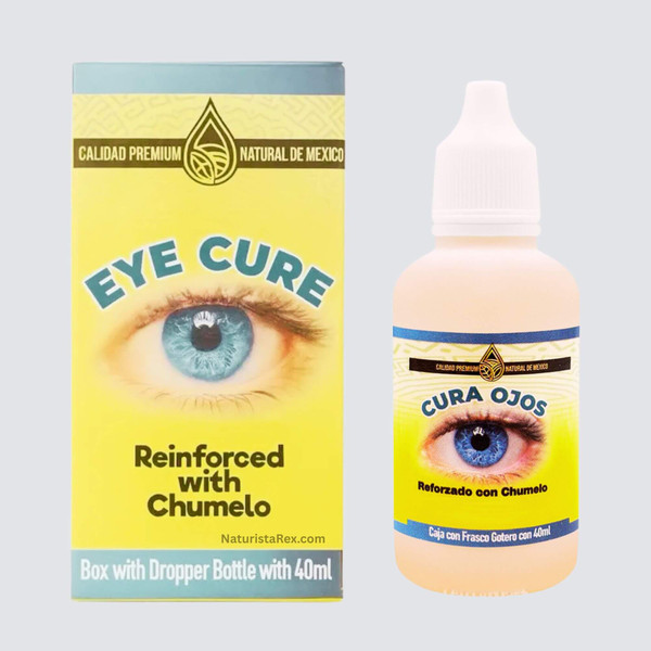 Nat-de-Mex Eye Cure (Cura-Ojos) Reinforced with CHUMELO | Natural Eye Relief & Clarity Formula | Box with Dropper Bottle of 40 mL