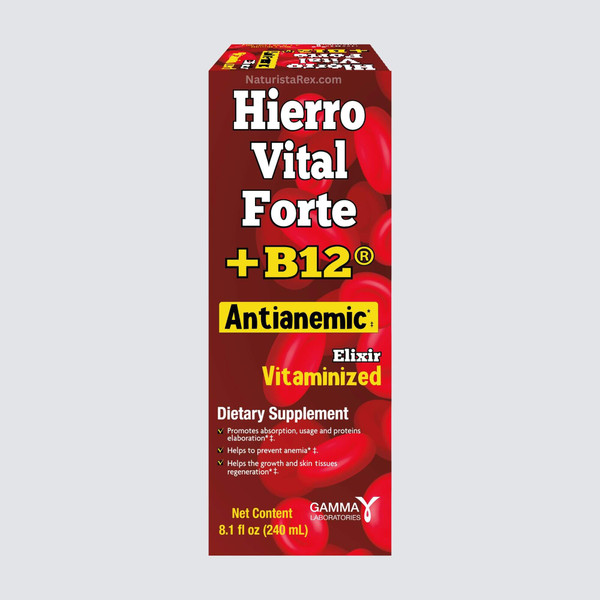 HIERRO Vital Forte + B12 ANTIANEMIC Vitaminized Elixir 8.1 FL OZ (240 ML)
