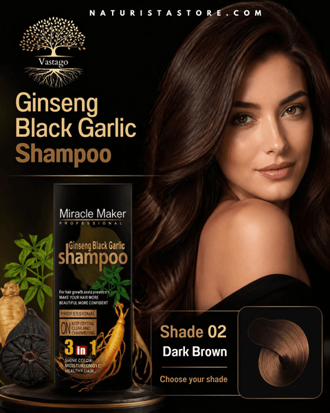 Miracle Maker Professional GINSENG & GINGER Hair Color Shampoo Dark Brown (#2) Hair Dye 3-IN-1 MOISTURIZING Healthy Hair Care Plant Based Formula (NO H AIR LOSS) 500ML BOTTLE