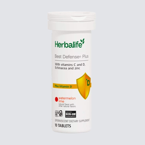 Herbalife Best Defense® Plus with Vitamins C & D Echinacea and Zinc (WATERMELON-LIME) 10 Tablets Dietary Supplement
