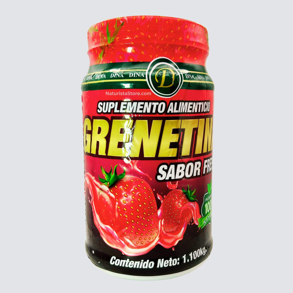 Dina Grenetina Strawberry Flavor Powder with Collagen, Vitamin D & C, Calcium & MSM 2.08 LB (1.100kg)