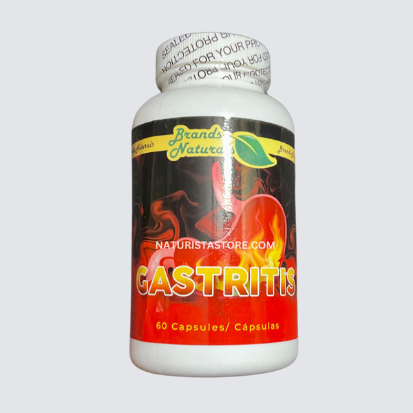 Brands Naturals Gastritis Gastric Ulcers (Úlceras Gastricas y Heridas con Cuachalalate, Nopal, Sábila) 100% Natural 60 Capsules 500MG