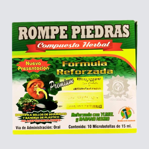 Rompe Piedras Compuesto Herbal Rabano Negro Dietary Supplement 10 Micro Vials of 15ml